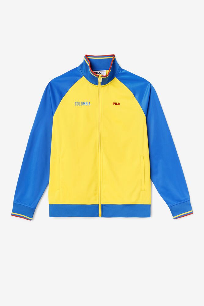 Fila Jacket Colombia Track Womens Yellow/Blue - India TMP-286403